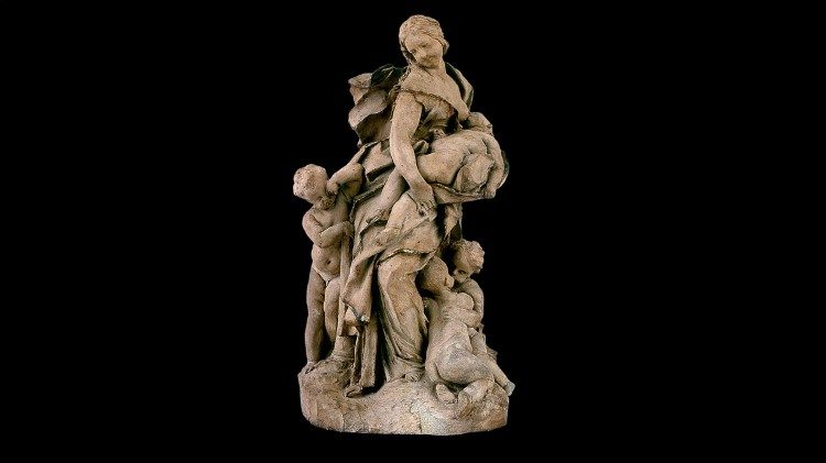 Giovan Lorenzo Bernini, Carit&agrave; con quattro putti, bozzetto per la tomba di Urbano VIII in San Pietro, 1634-1639, terracotta, Musei Vaticani, Sala degli Indirizzi 