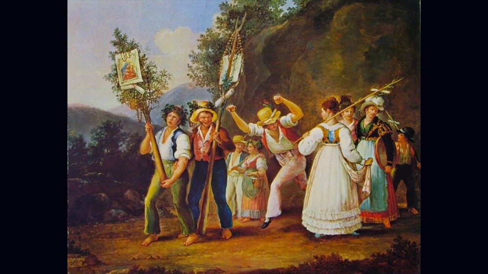 Gaetano Gigante, Ritorno dalla festa della Madonna dell’Arco (1835), olio su tela, 48,5 × 62,5 cm, Napoli, Museo Nazionale di San Martino.