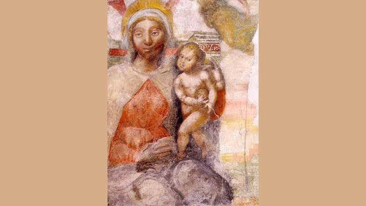 Immagine della Madonna dell’Arco senza gli ornamenti aggiunti nel XVII secolo.