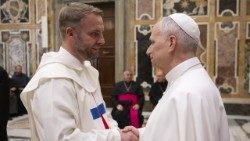 o. Maciej Kowalski podczas audiencji u Papieża  Leona XIV