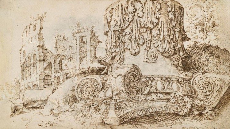 Maarten van Heemskerck (1498–1574), Kompositkapitell und Kolosseum, 1532–1537