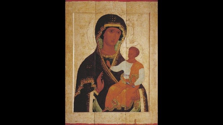 Dionisij e sua bottega, Madre di Dio Odigitria, fine del XV secolo, Museo Russo di San Pietroburgo. 