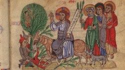 Entrada en Jerusalén - Nuevo Testamento - Biblioteca Apostólica Vaticana, Vat. lat. 39 – Italia septentrional, siglo XIII - (202 x 145 mm; ff. 172)