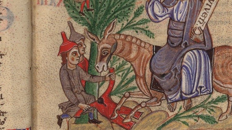 Entrada a Jerusal&eacute;n - Nuevo Testamento - Biblioteca Apost&oacute;lica Vaticana, Vat. lat. 39 – Italia septentrional, siglo XIII - (202 x 145 mm; 172 folios)