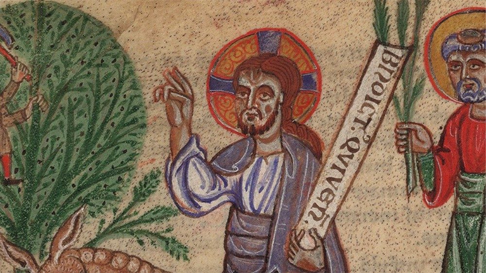  Entrada en Jerusalén - Nuevo Testamento - Biblioteca Apostólica Vaticana, Vat. lat. 39 – Italia septentrional, siglo XIII - (202 x 145 mm; ff. 172) 