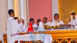 Celebrating the early Chrism  Mass at the Cathedral in Dili, East Timor (Archdiocese of Dili)