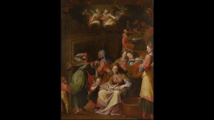 Camillo Procaccini, Nativit&agrave;, 1615, olio su tela380 x 242 cm, Milano, Chiesa di Sant'Alessandro in Zebedia (Cappella del Sacro Cuore)