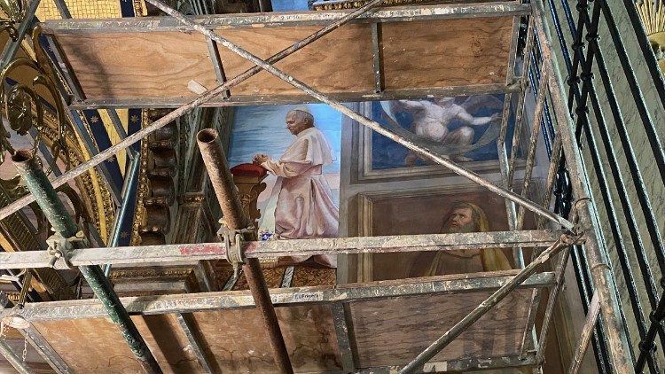 Il cantiere dell’affresco – foto di P. Ondarza ©Vatican News