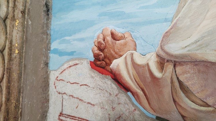 L’affresco in esecuzione – foto di P. Ondarza ©Vatican News