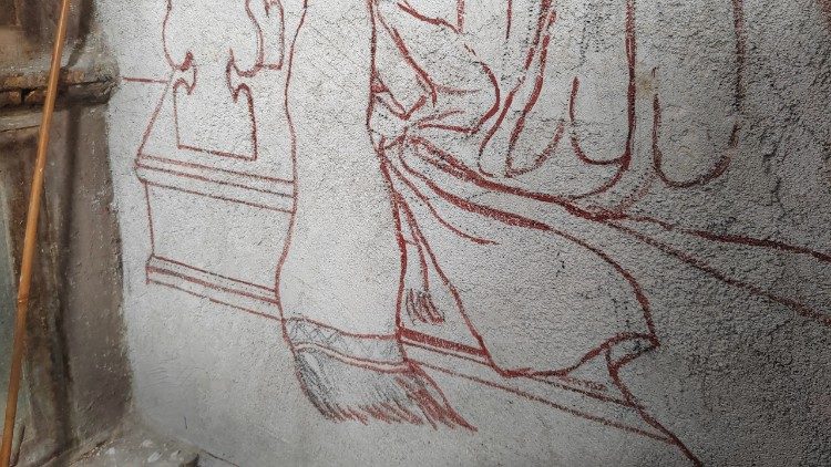 La sinopia dell’affresco (disegno sottostante l’intonaco affrescato) – foto di P. Ondarza ©Vatican News