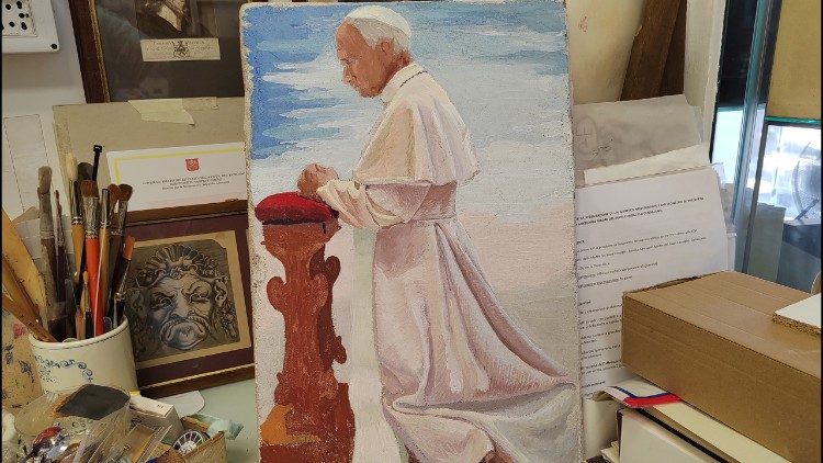 Uno dei bozzetti di prova ad affresco realizzati da Marco Innocenzi