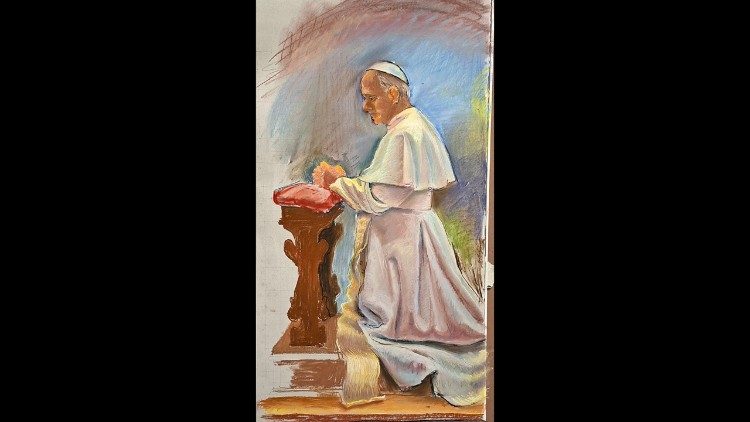 Uno dei bozzetti a pastello realizzati da Marco Innocenzi