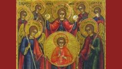 20180929_Wikimedia Commons_Sette arcangeli o Assemblea dell'Arcangelo Michele_icona russa_19 secolo_RAFFAELE GABRIELE MICHELE.jpg